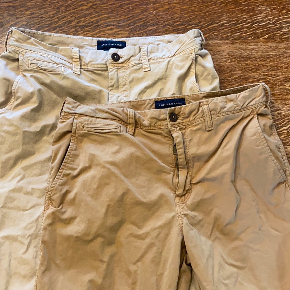 Two pair of American Eagle Next Level Flex khakis